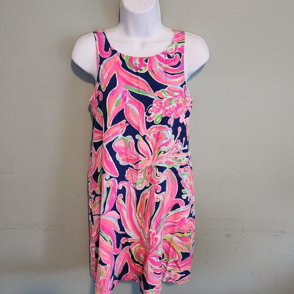 Lilly Pulitzer Jackie Dress Pink Silk Tropic Patterned Sleeveless Shift size XXS - Picture 12 of 12
